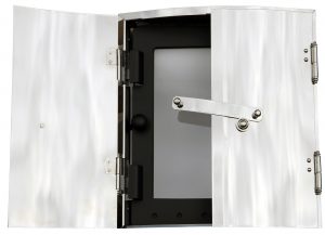 Kakelugnslucka rund 27 tum kompl.Nick.glas