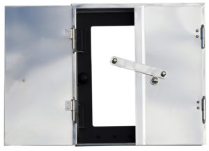 Kakelugnslucka rak Kompl.Nick.glas