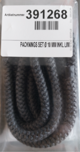Packningsset 10mm, inkl lim till Contura 30,400,500,600,700,800 Style,i4,i5 (panoramalucka)Handöl 10 (Panoramalucka)  på tub 90ml.