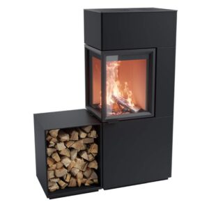 Contura 420 glas vänster sida, ljus thermotte med vedfack
