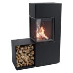 Contura 420 glas vänster sida, mörk thermotte med vedfack