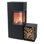 Contura 420 glas höger sida, ljus thermotte med vedfack