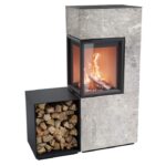 Contura 420T glas vänster sida, ljus thermotte med vedfack