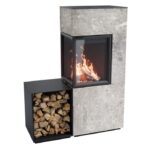 Contura 420T glas vänster sida, mörk thermotte med vedfack