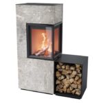 Contura 420T glas höger sida, ljus thermotte med vedfack