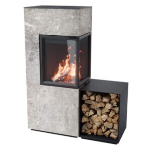 Contura 420T glas höger sida, mörk thermotte med vedfack