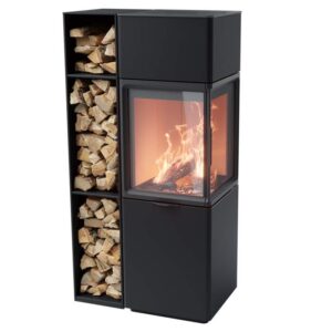 Contura 410 glas vänster sida, ljus thermotte med vedfack
