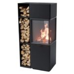 Contura 410 glas vänster sida, mörk thermotte med vedfack