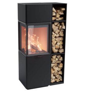 Contura 410 glas höger sida, ljus thermotte med vedfack