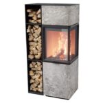 Contura 410T glas vänster sida, ljus thermotte med vedfack