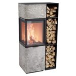 Contura 410T glas höger sida, ljus thermotte med vedfack