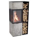 Contura 410T glas höger sida, mörk thermotte med vedfack