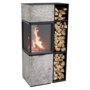 Contura 410T glas höger sida, mörk thermotte med vedfack